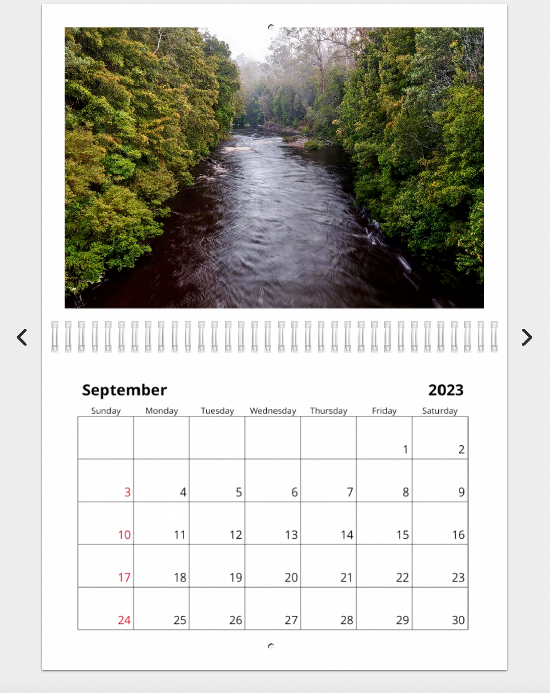 Franklin River - 2023 Calendar (A4)